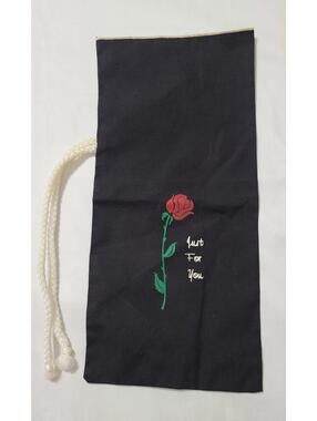 Country Road Gift Sacks Black Wine Bag Rose Graphic "Just For You" Sz 15"x7" EUC